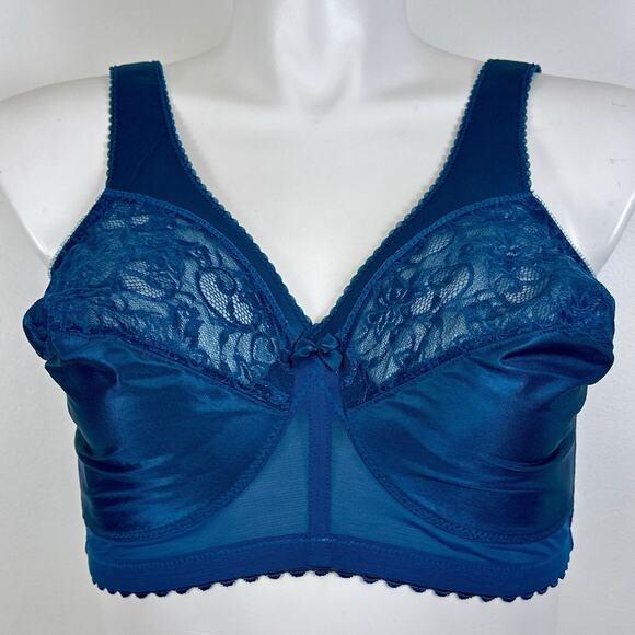 Glamorise 1000 Magiclift Unlined Full Coverage Bra Size 40DD Teal Blue Wire Free - Picture 1 of 6